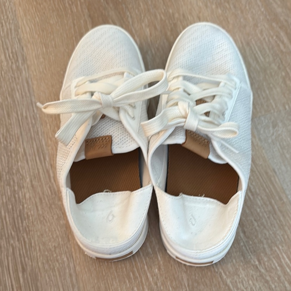 OluKai Women's White Lace-Up Sneakers 8 - Picture 4 of 7